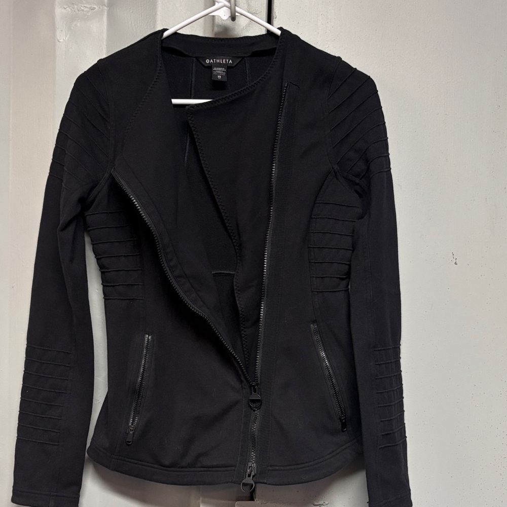 Athleta Black Asymmetrical Zip Utility Jacket - Picture 3 of 6